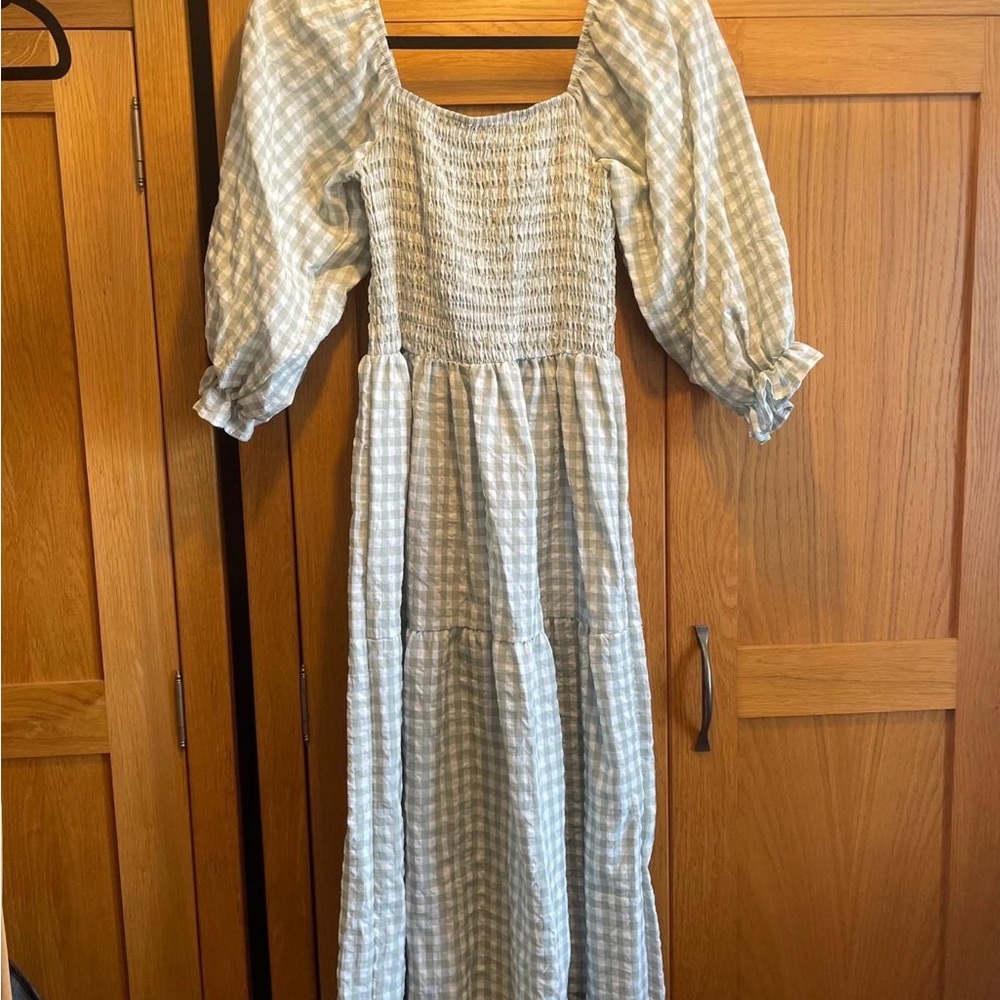 Amazon Blue Checkered Long Sleeve Dress